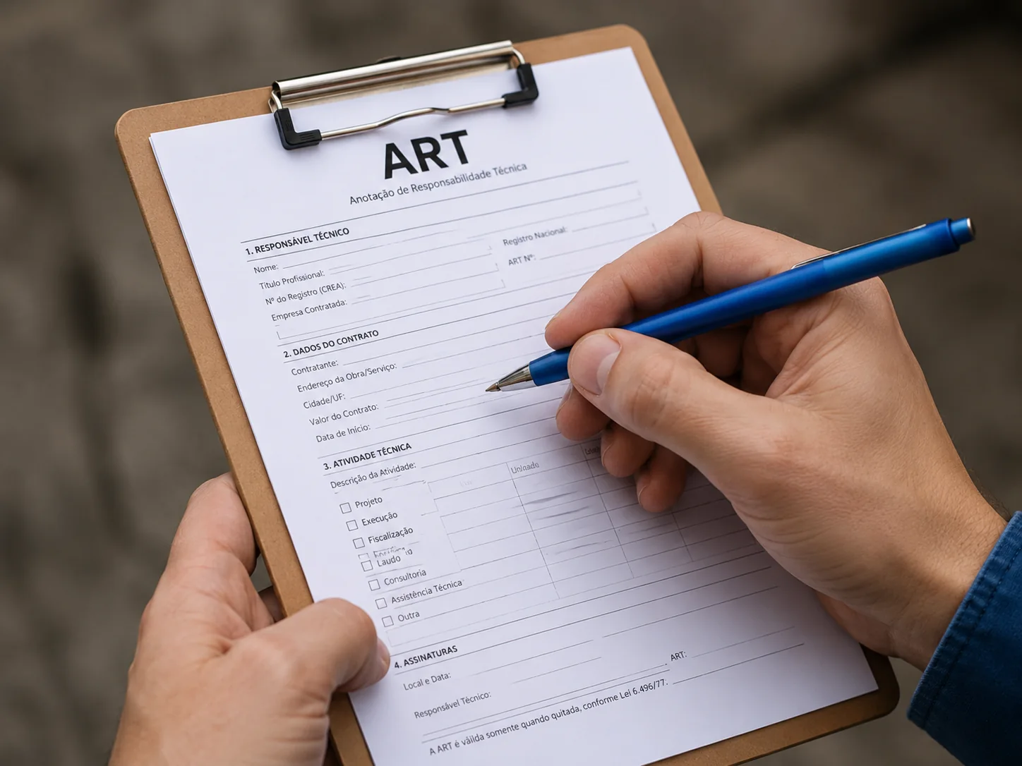 Documento de ART el&eacute;trica para responsabilidade t&eacute;cnica e documenta&ccedil;&atilde;o